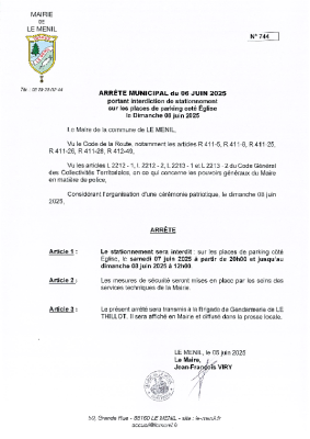 Arrêté interdiction de stationnement